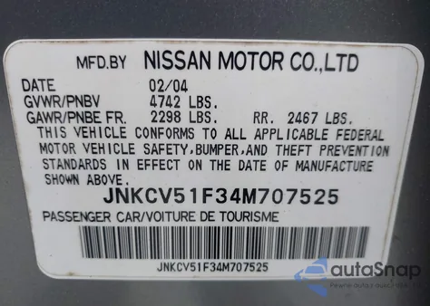 2004 Infiniti G35X из США, поврежденный, VIN JNKCV51F34M707525